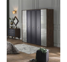 Пятистворчатый распашной шкаф для одежды и белья с зеркалом в спальню Алегро ALEG-33 Пятистворчатый распашной шкаф для одежды и белья с зеркалом в спальню Алегро ALEG-33