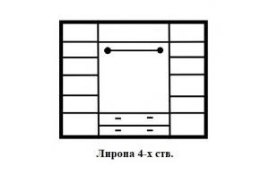 Четырехстворчатый шкаф для одежды Лирона MUR-103-04 st с зеркалом Четырехстворчатый шкаф для одежды Лирона MUR-103-04 st с зеркалом